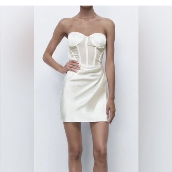 Zara Dresses & Skirts - NWT Zara strapless satin sheer corset with boning
